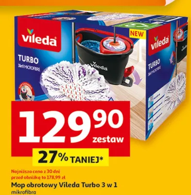 Mop obrotowy Turbo 3 w 1 mikrofibra promocja w Auchan