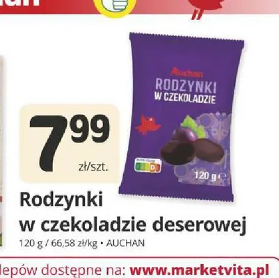 Rodzynki w czekoladzie deserowej Auchan promocja w Marketvita