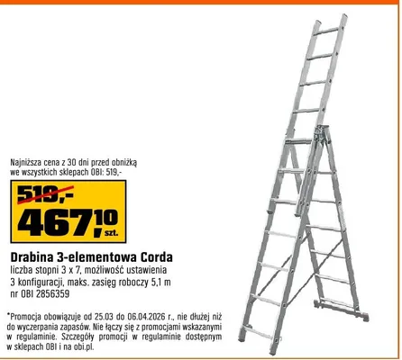 Drabina 3-elementowa Corda promocja w OBI