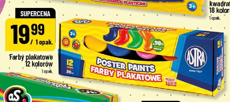 Farby plakatowe 12 kolorów Astra promocja w POLOmarket