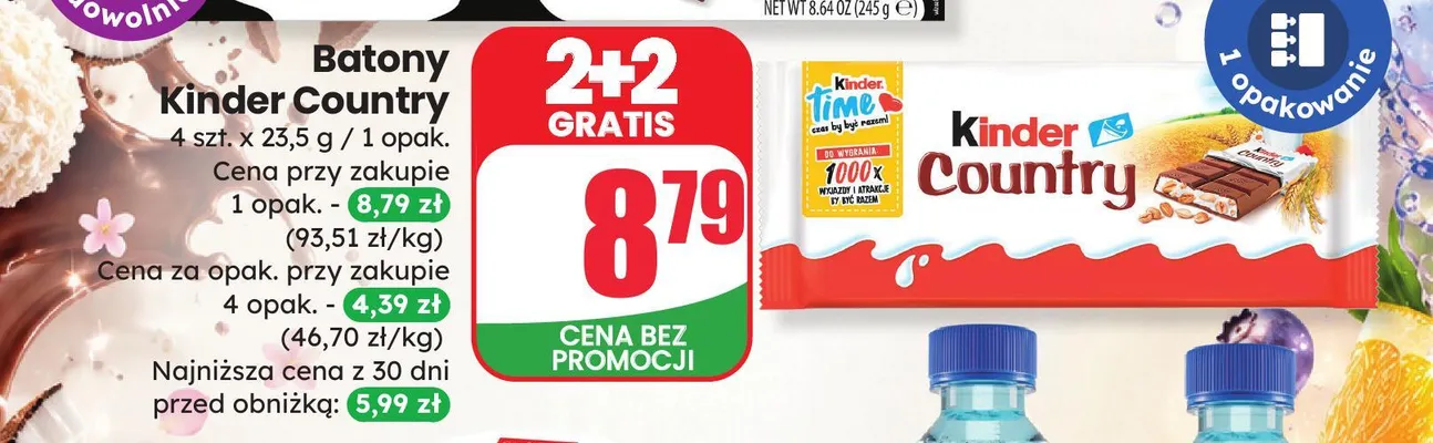 Batony Kinder Country 4-pak promocja w Dino
