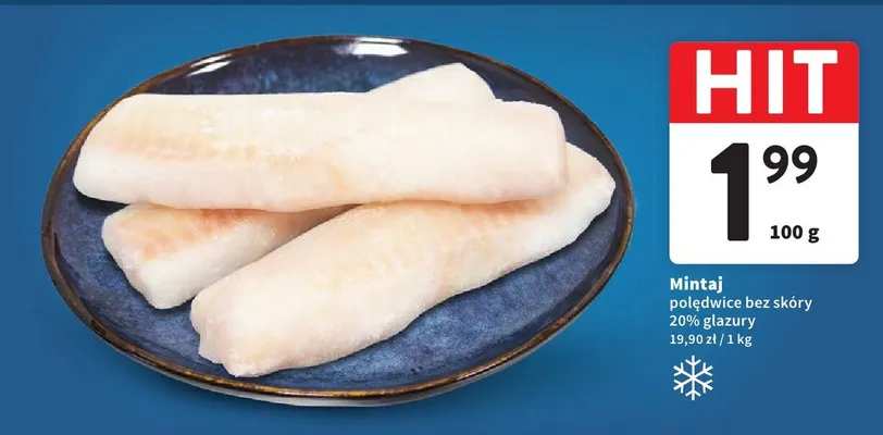 Mintaj polędwice bez skóry 20% glazury promocja w Intermarche