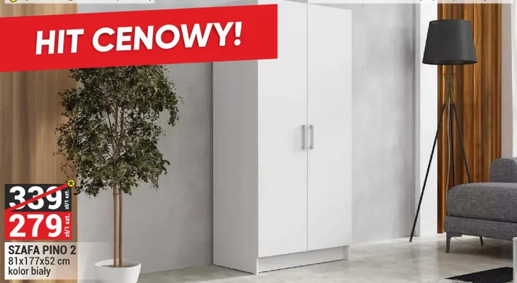 Szafa PINO 2 81x177x52 cm kolor biały promocja w Merkury Market
