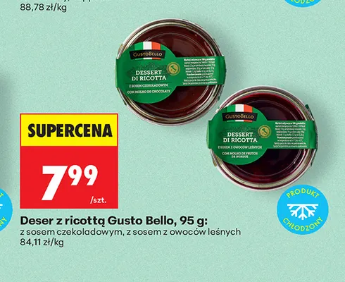 Deser z ricottą Gusto Bello z sosem czekoladowym promocja w Biedronka