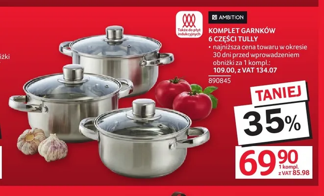 Komplet garnków Ambition Tully 6 części promocja w Selgros