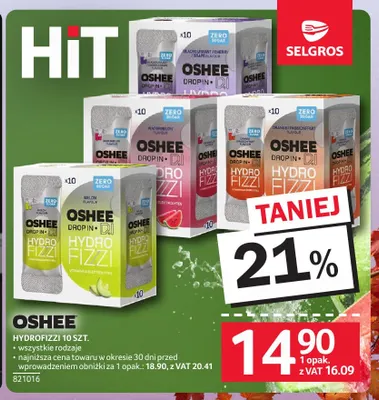 Tabletki musujące Hydrofizzy Oshee promocja w Selgros