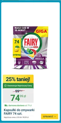 Kapsułki do zmywarki Fairy promocja w ERLI