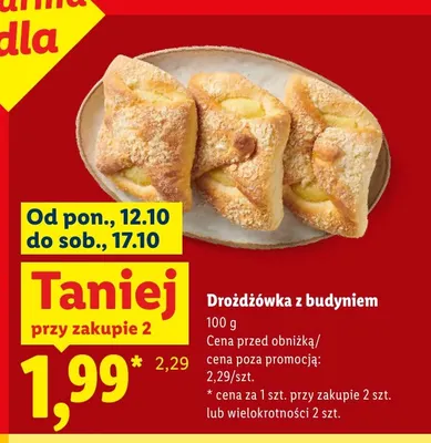 Drożdżówka z budyniem Piekarnia Lidla promocja w Lidl