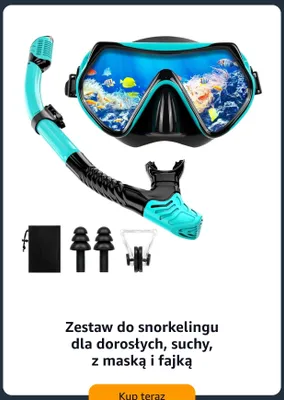Zestaw do snorkelingu dla dorosłych suchy z maską i fajką promocja w Amazon
