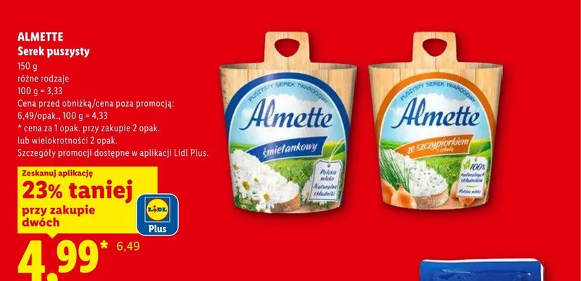 Serek puszysty śmietankowy Almette promocja w Lidl