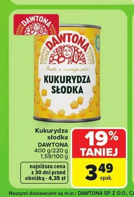 Kukurydza słodka Dawtona promocja w Carrefour Market