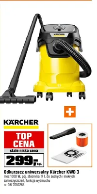Odkurzacz uniwersalny Kärcher KWD 3 moc 1000W poj. zbiornika 17l do suchych i mokrych zanieczyszczeń funkcja wydmuchu promocja w OBI