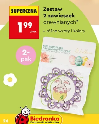 Zestaw 2 zawieszek drewnianych promocja w Biedronka