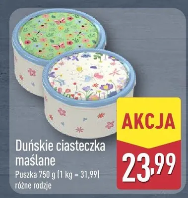 Duńskie ciasteczka maślane różne rodzaje promocja w Aldi