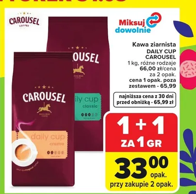 Kawa ziarnista Daily Cup promocja w Carrefour