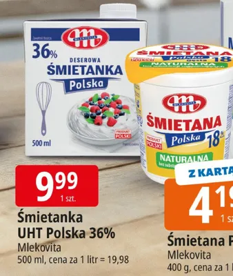 Śmietanka UHT Polska 36% Mlekovita promocja w Leclerc