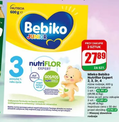 Mleko Nutriflor Expert 2, 3, 3r, 4 różne rodzaje promocja w Dino