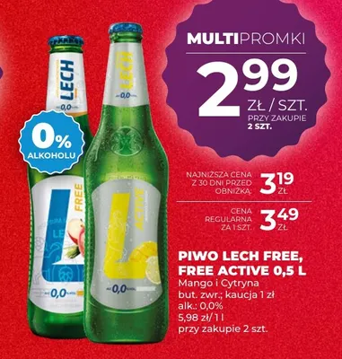 Piwo bezalkoholowe Lech Active Mango i Cytryna promocja w Duży Ben