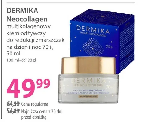 Multikolagenowy krem odżywczy do redukcji zmarszczek na dzień i noc 70+ Neocollagen Dermika promocja w Hebe
