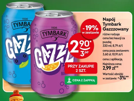 Napój gazowany Tymbark Gazzzowany promocja w Żabka