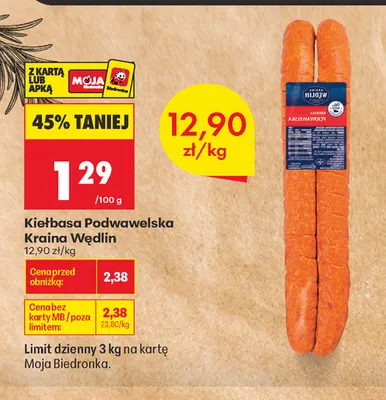 Kiełbasa podwawelska Kraina Wędlin promocja w Biedronka