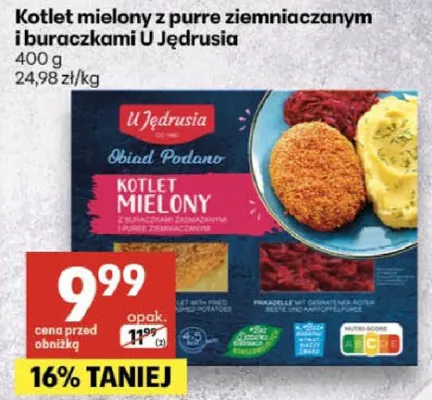 Kotlet mielony z purre ziemniaczanym i buraczkami promocja w Delikatesy Centrum