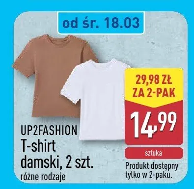 T-shirt damski 2 szt. różne rodzaje Up2fashion promocja w Aldi