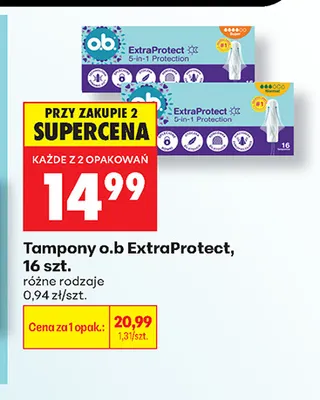 Tampony o.b ExtraProtect promocja w Biedronka
