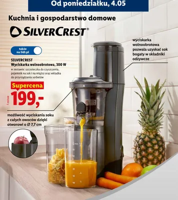 Wyciskarka wolnoobrotowa SilverCrest 300W promocja w Lidl