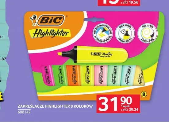 Zakreślacze BIC Highlighter promocja w Selgros