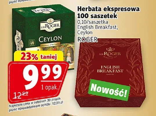 Herbata ekspresowa Roger promocja w Prim Market