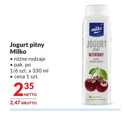 Jogurt pitny Milko promocja w Makro