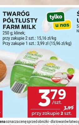 Twaróg półtłusty Farm Milk promocja w Stokrotka