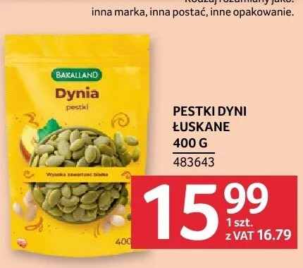 Pestki dyni łuskane promocja w Selgros