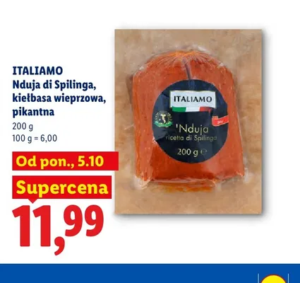 Nduja di Spilinga kiełbasa wieprzowa pikantna Italiamo promocja w Lidl