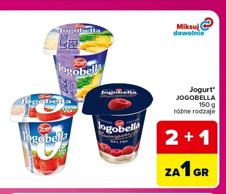 Jogurt Jogobella truskawka 0% promocja w Carrefour Market