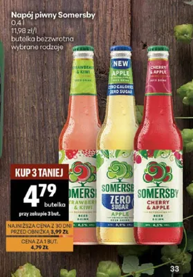 Napój piwny Somersby Strawberry & Kiwi promocja w Delikatesy Centrum