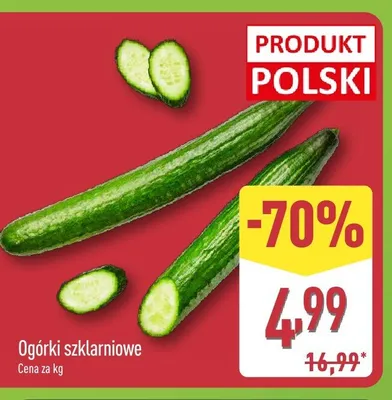 Ogórki szklarniowe polskie promocja w Aldi