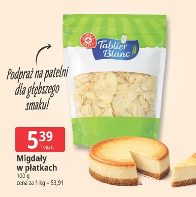 Migdały w płatkach promocja w Leclerc