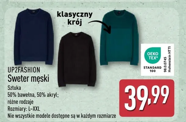Sweter męski s-3xl promocja w Aldi