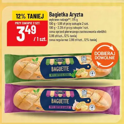Bagietka z masłem i ziołami Aryzta promocja w POLOmarket