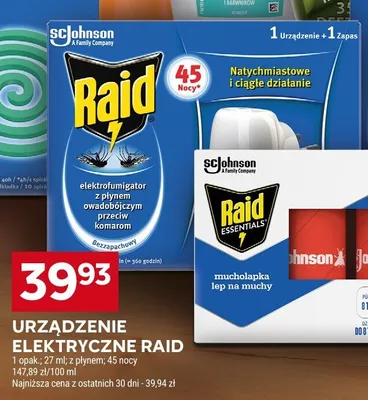 Urządzenie elektryczne Raid elektrofumigator z płynem promocja w Stokrotka