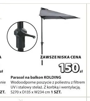 Parasol na balkon Kolding promocja w Jysk