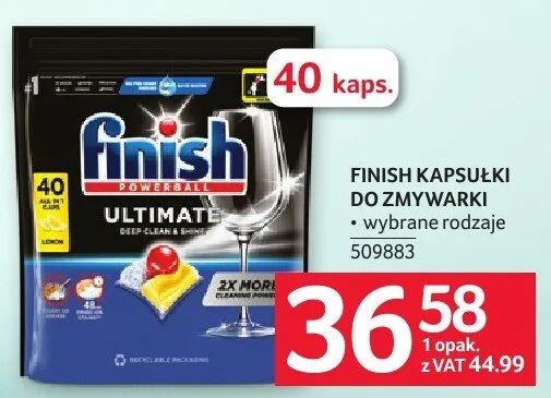 Kapsułki do zmywarki Finish Ultimate 40 kaps. promocja w Selgros