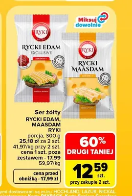 Ser żółty Rycki Maasdam promocja w Carrefour Market