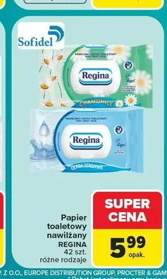 Papier toaletowy nawilżany Regina Ultra Sensitive promocja w Carrefour