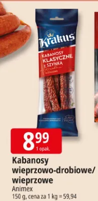 Kabanosy wieprzowo-drobiowe/wieprzowe promocja w Leclerc