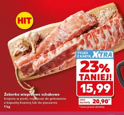 Żeberka wieprzowe schabowe krojone w paski, najlepsze do gotowania z kapustą kiszoną lub do pieczenia promocja w Kaufland