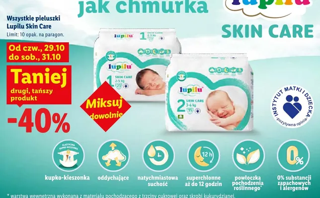 Pieluszki Lupilu Skin Care promocja w Lidl