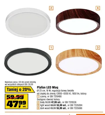 Plafon LED Maq dark wood promocja w OBI